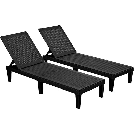 Outdoor Chaise Lounge Chair Set of 2 for Outside Pool Patio, Adjustable Waterproof Easy Assembly Outdoor Lounge Chaise