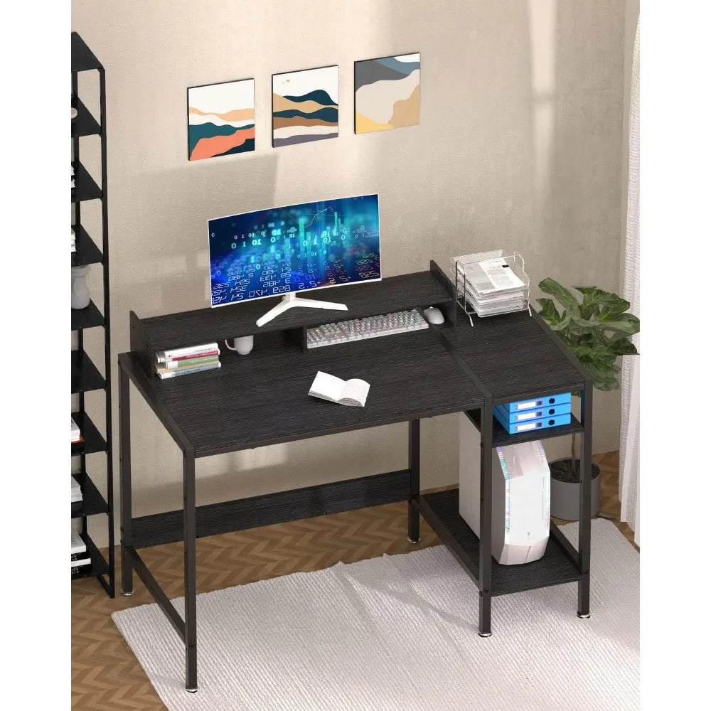 Computer Desk - 47” Gaming Desk, Home Office Desk with Storage, Small Desk with Monitor Stand