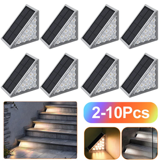 13 Super Bright Led Stair Light IP67 Waterproof Solar Step Light Anti-theft White/warm White for Outdoor Garden Courtyard Patio Decor